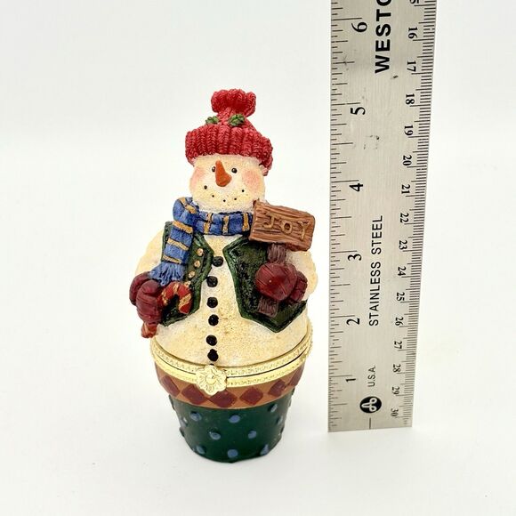 Snowman Christmas Hinged Trinket Box 5” - Picture 6 of 8